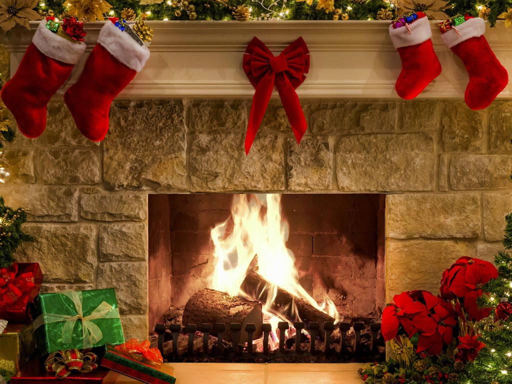 live stream christmas music with fireplace screensaver