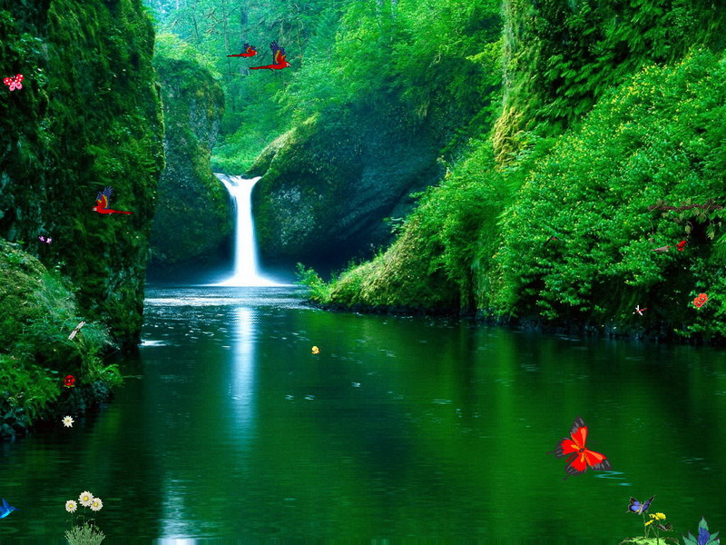 orkester ost underholdning Green Waterfalls Screensaver for Windows - Free Waterfalls Screensaver